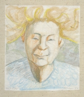 Deidre Scherer, "Gold Icon", drawing, 8 x 7 inches, 2024